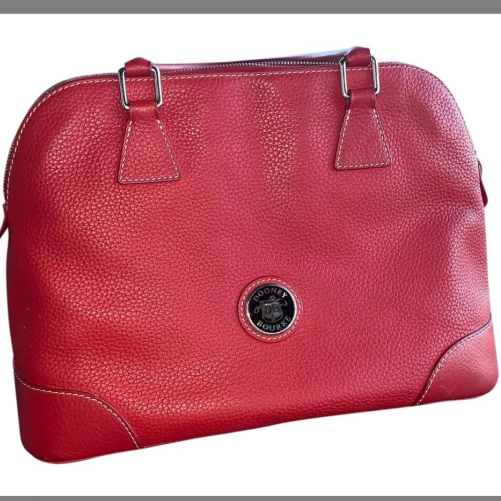 Dooney & Bourke Bag Bowler Red Pebble Grain Leather Tote